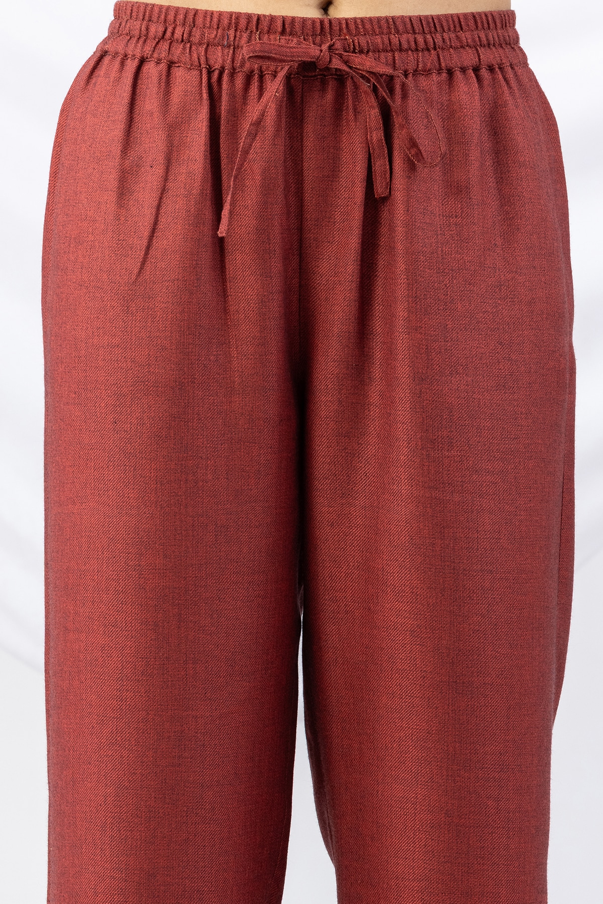 Solid Red Winter Palazzo Pants For Ladies