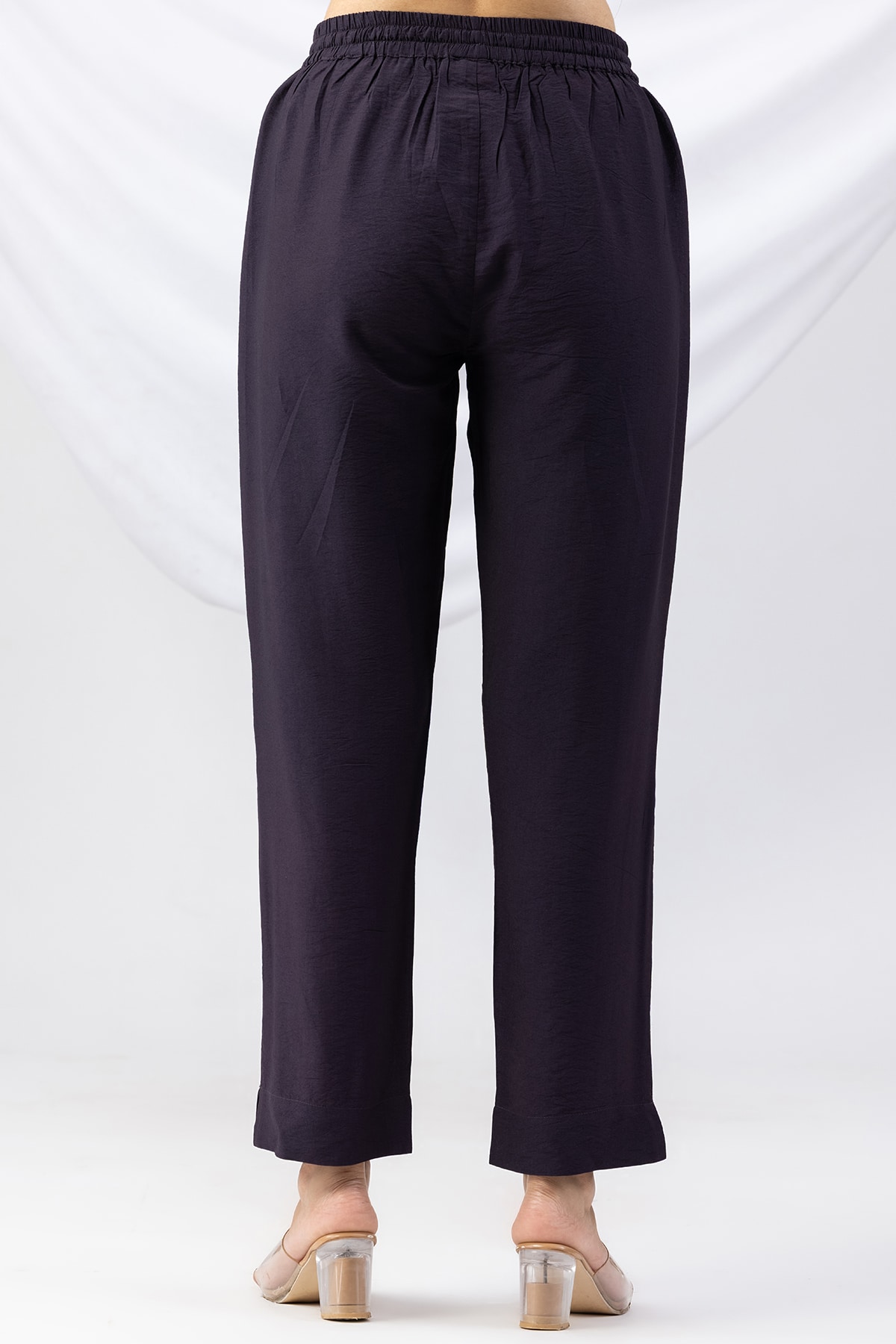 purple palazzo pants solid regular fit nylon viscose for women
