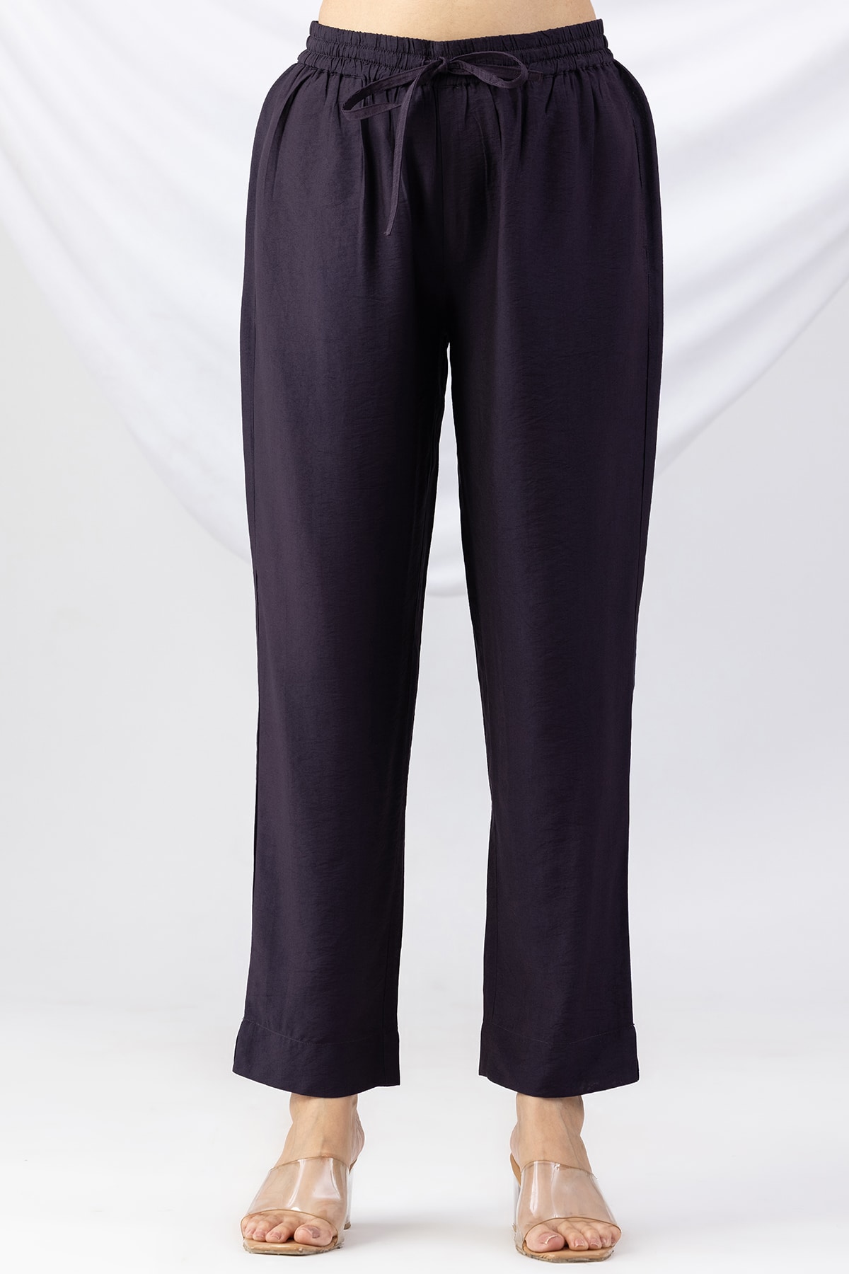 purple palazzo pants solid regular fit nylon viscose for women