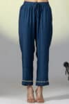 Embellished Teal Palazzo Pants For Women