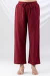 cotton palazzo women maroon solid viscose slub regular fit