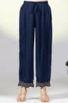 Embellished Navy Palazzo Pants For Women