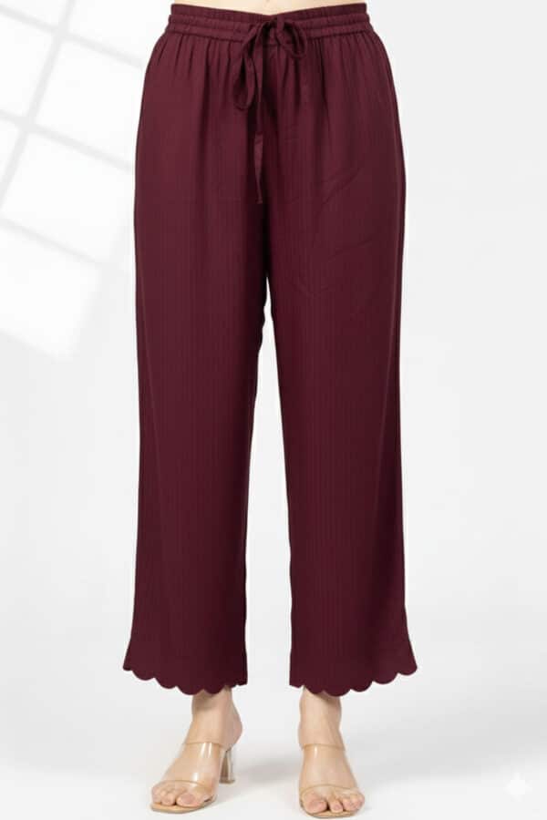 Stripes Plum Palazzo Pants For Women