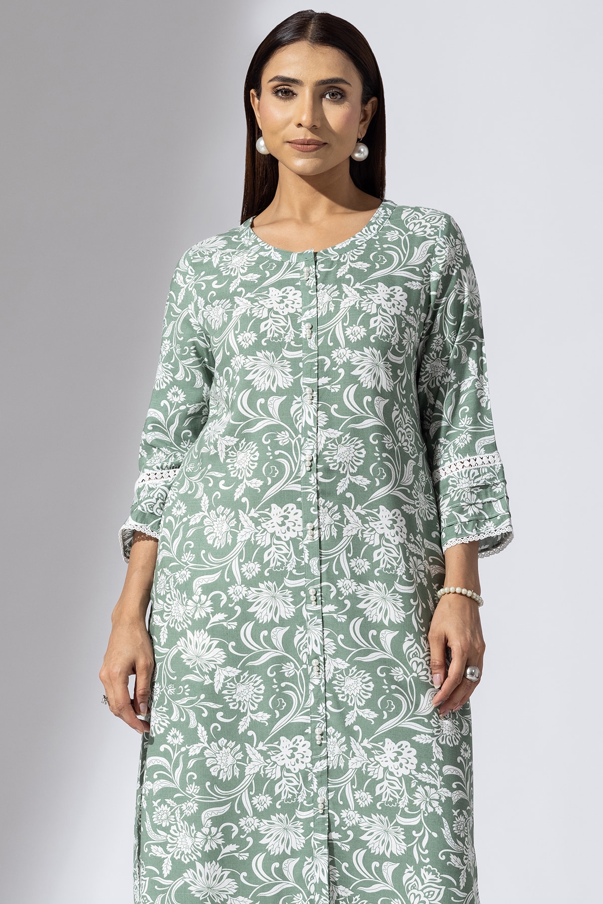 Printed Green Kurti For Women