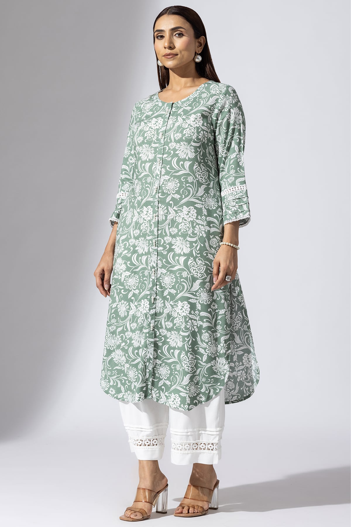 Printed Green Kurti For Women
