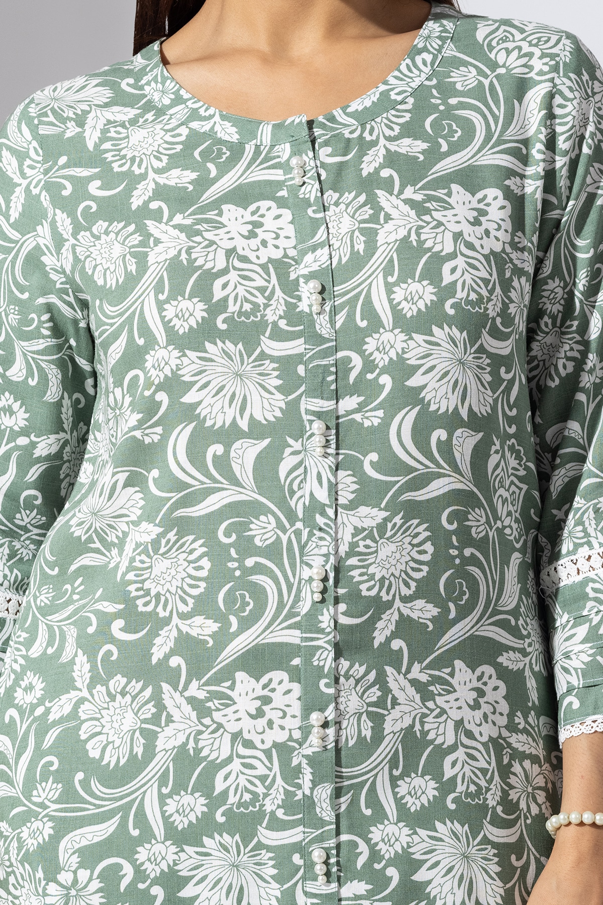 Printed Green Kurti For Women