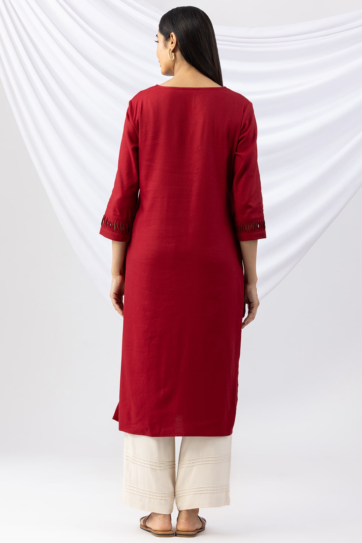 Embroidered Red Kurti For Women