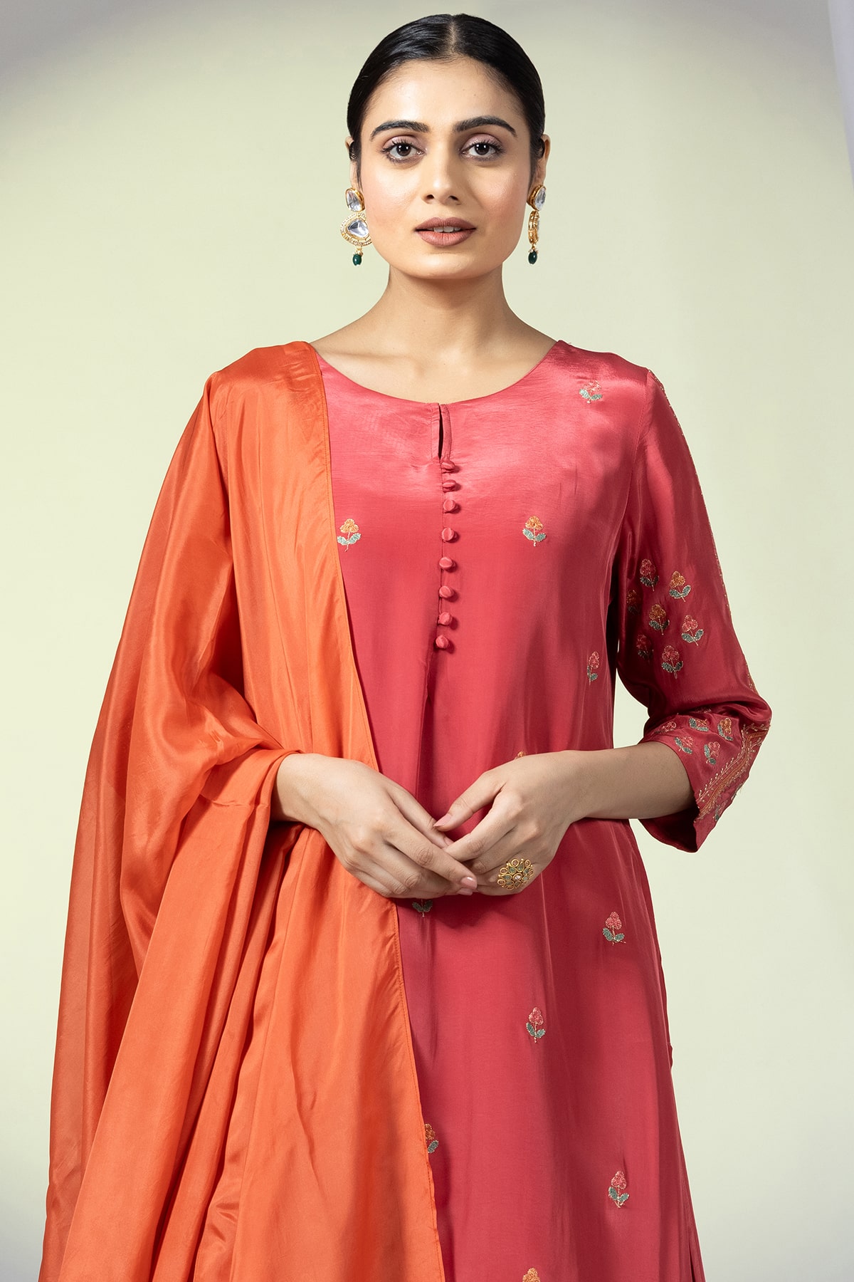 Embellished Kurti Red For Ladies