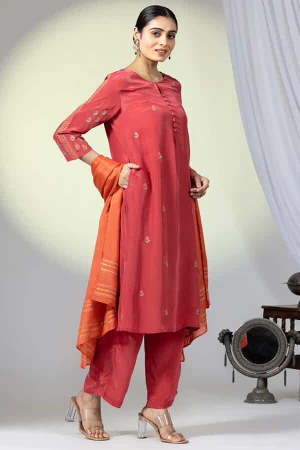 Embellished Kurti Red For Ladies