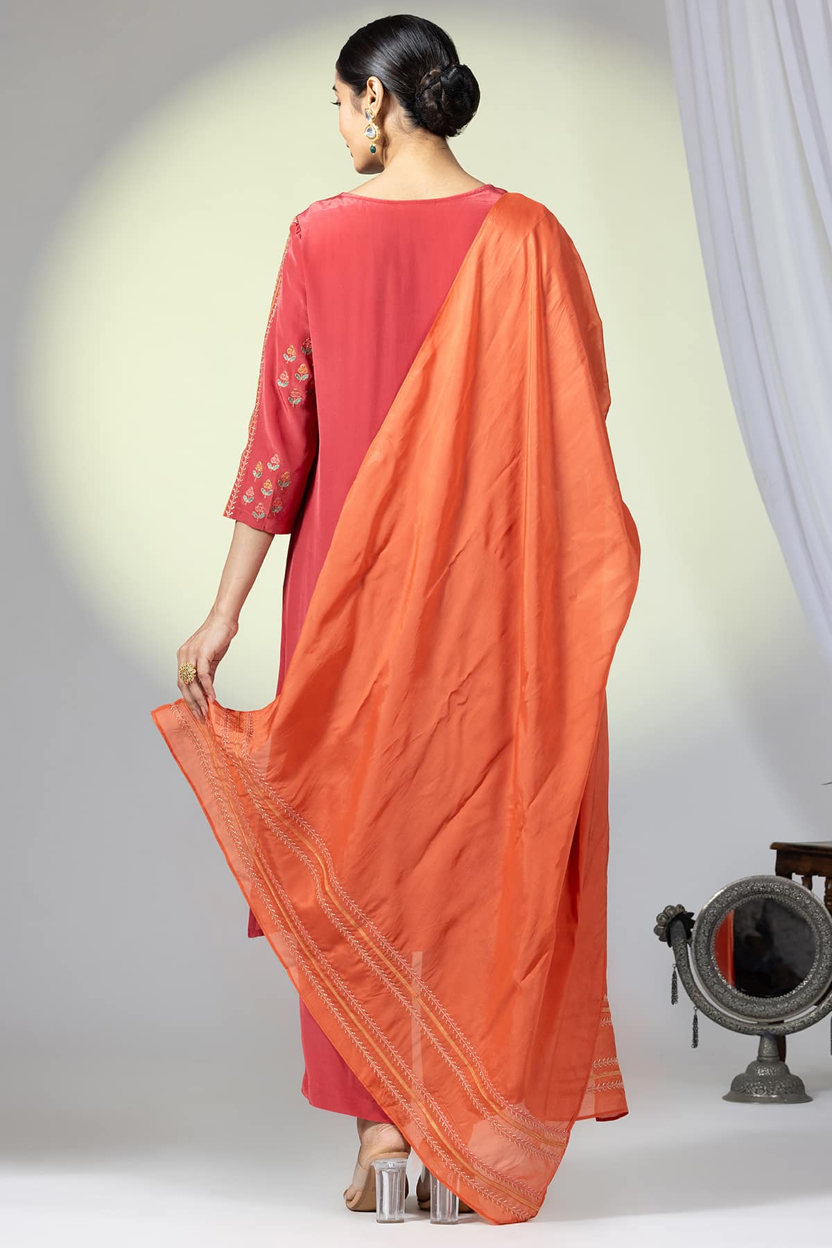 Embellished Kurti Red For Ladies