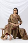 Printed Khaki Winter Kurta Women