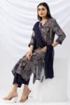 navy blue colour kurti printed viscose crush round neck 3/4 sleeves