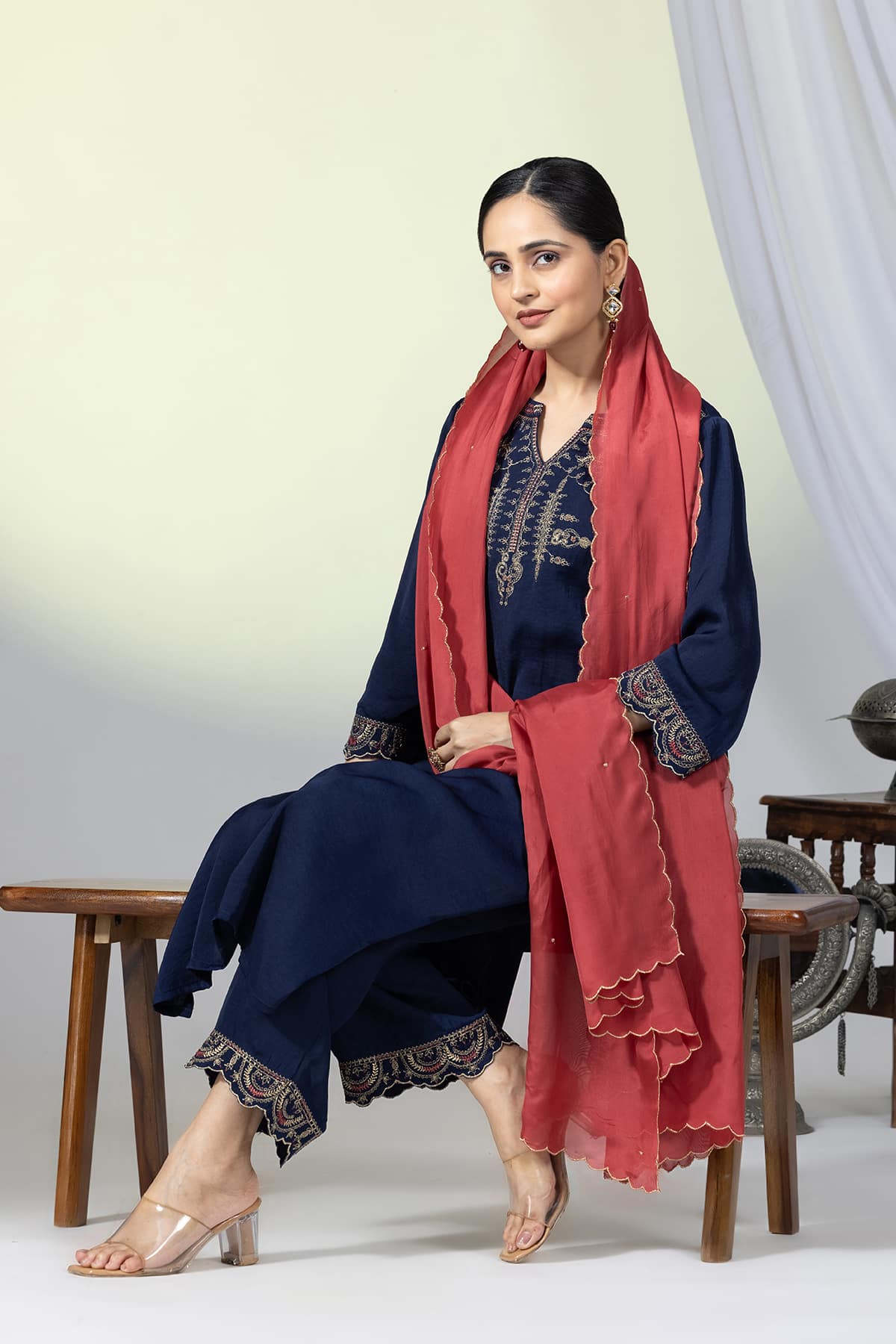 Embellished Navy Blue Colour Kurti Ladies