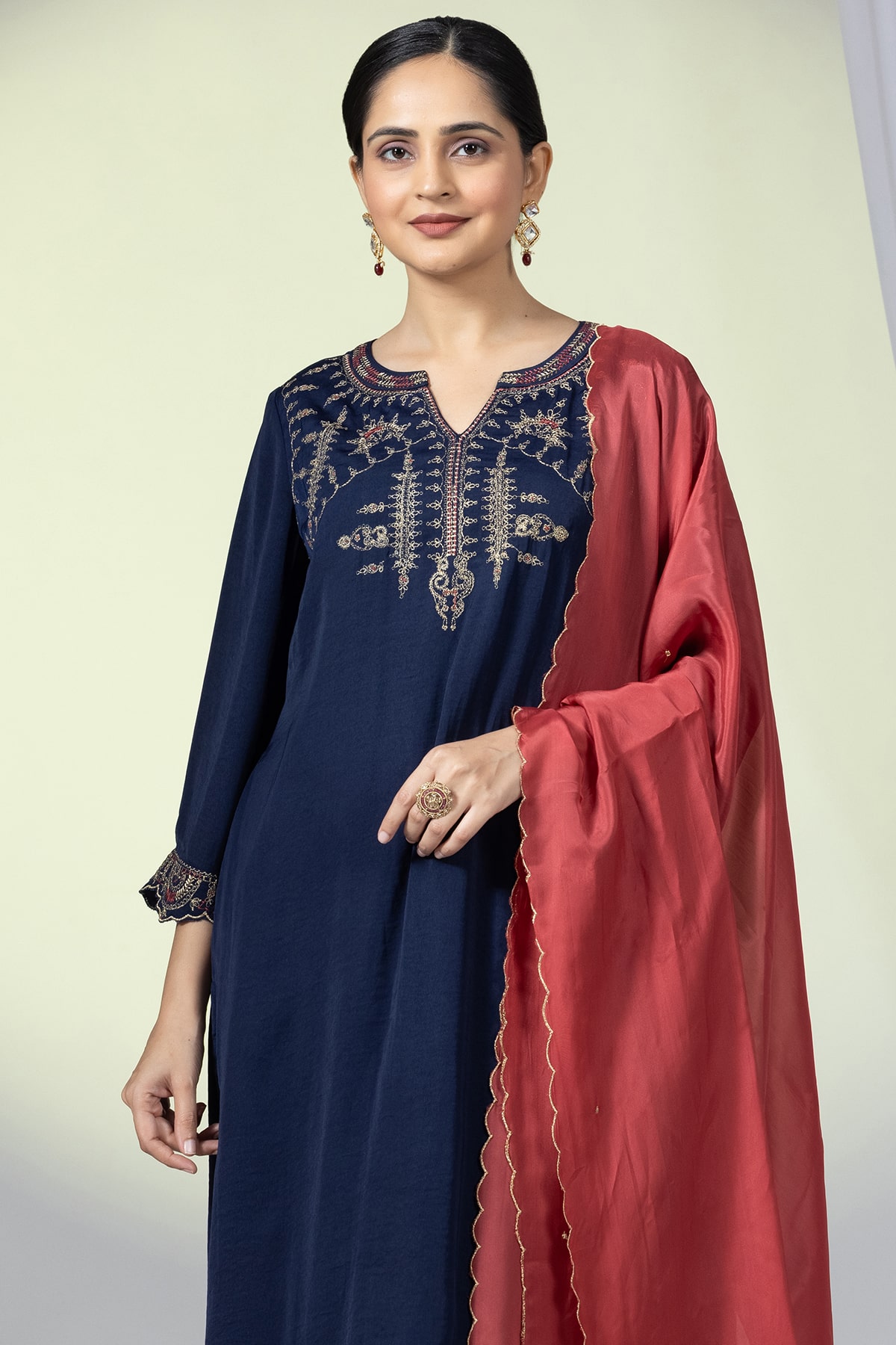 Embellished Navy Blue Colour Kurti Ladies