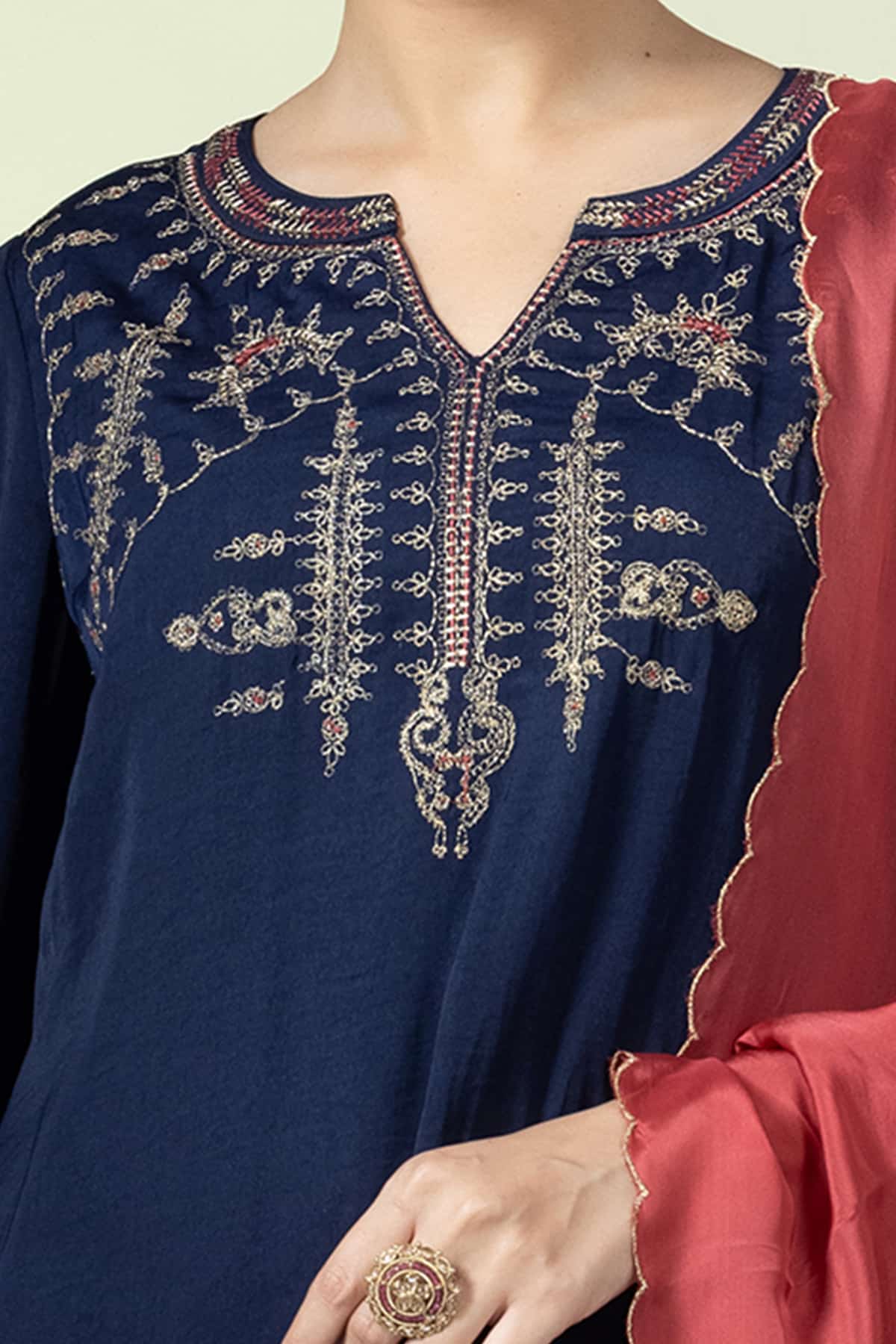 Embellished Navy Blue Colour Kurti Ladies