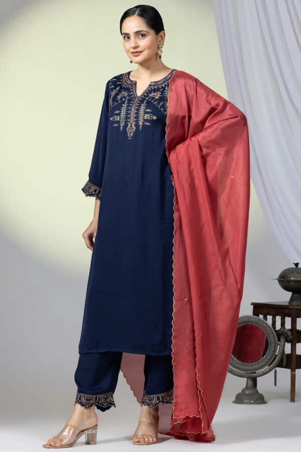 Embellished Navy Blue Colour Kurti Ladies