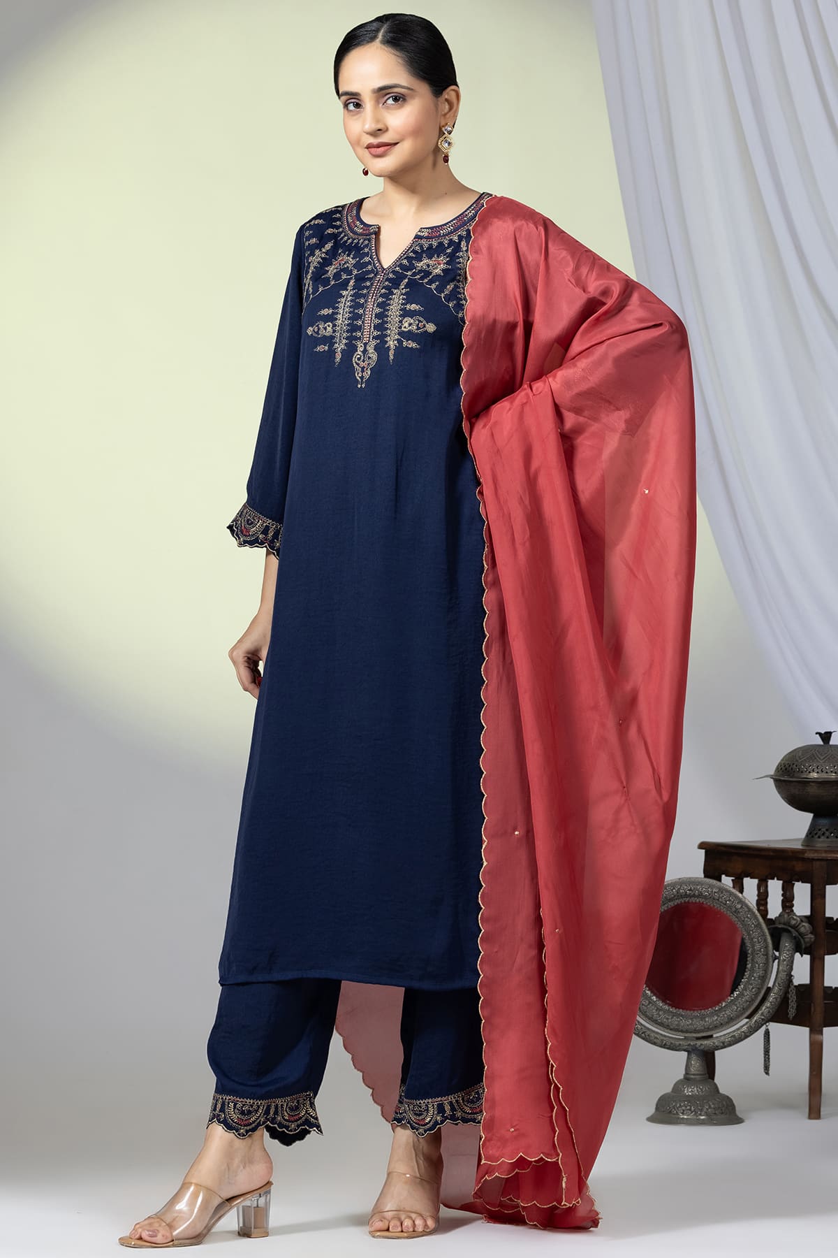 Embellished Navy Blue Colour Kurti Ladies
