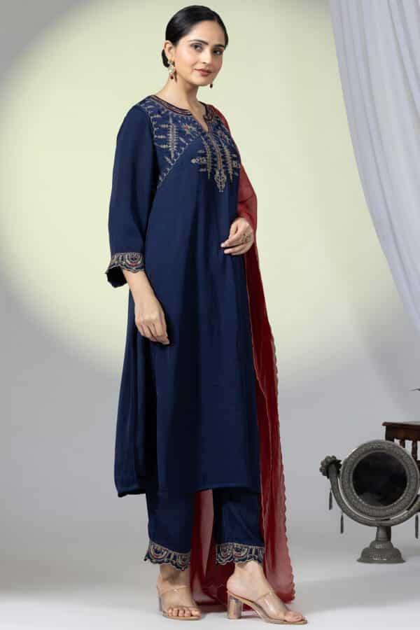 Embellished Navy Blue Colour Kurti Ladies