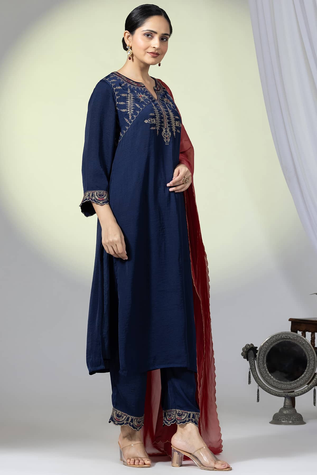 Embellished Navy Blue Colour Kurti Ladies