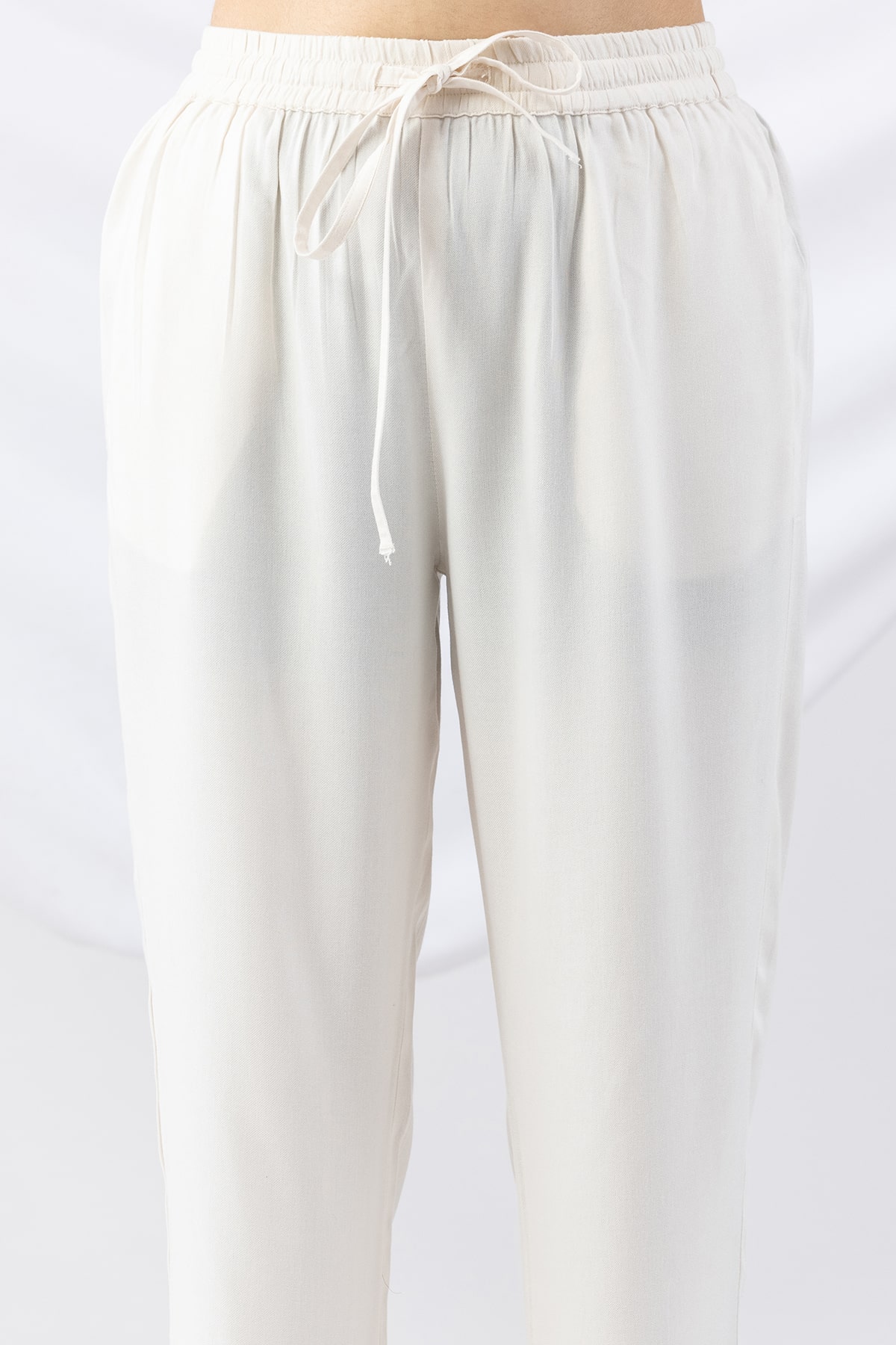 off white palazzo pants solid tencel twill regular fit for women