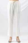 off white palazzo pants solid tencel twill regular fit for women