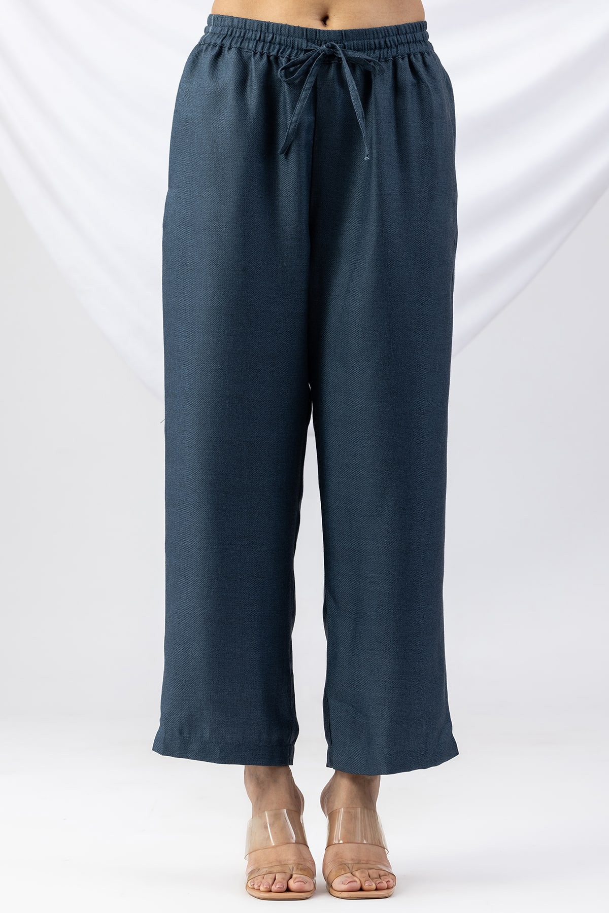 winter palazzo pants for women teal solid pashmina regular fit