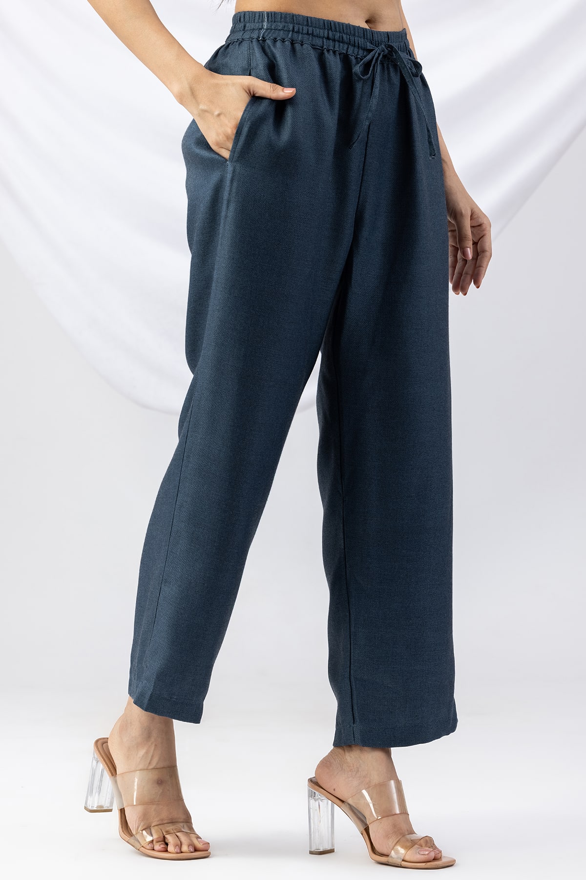 winter palazzo pants for women teal solid pashmina regular fit