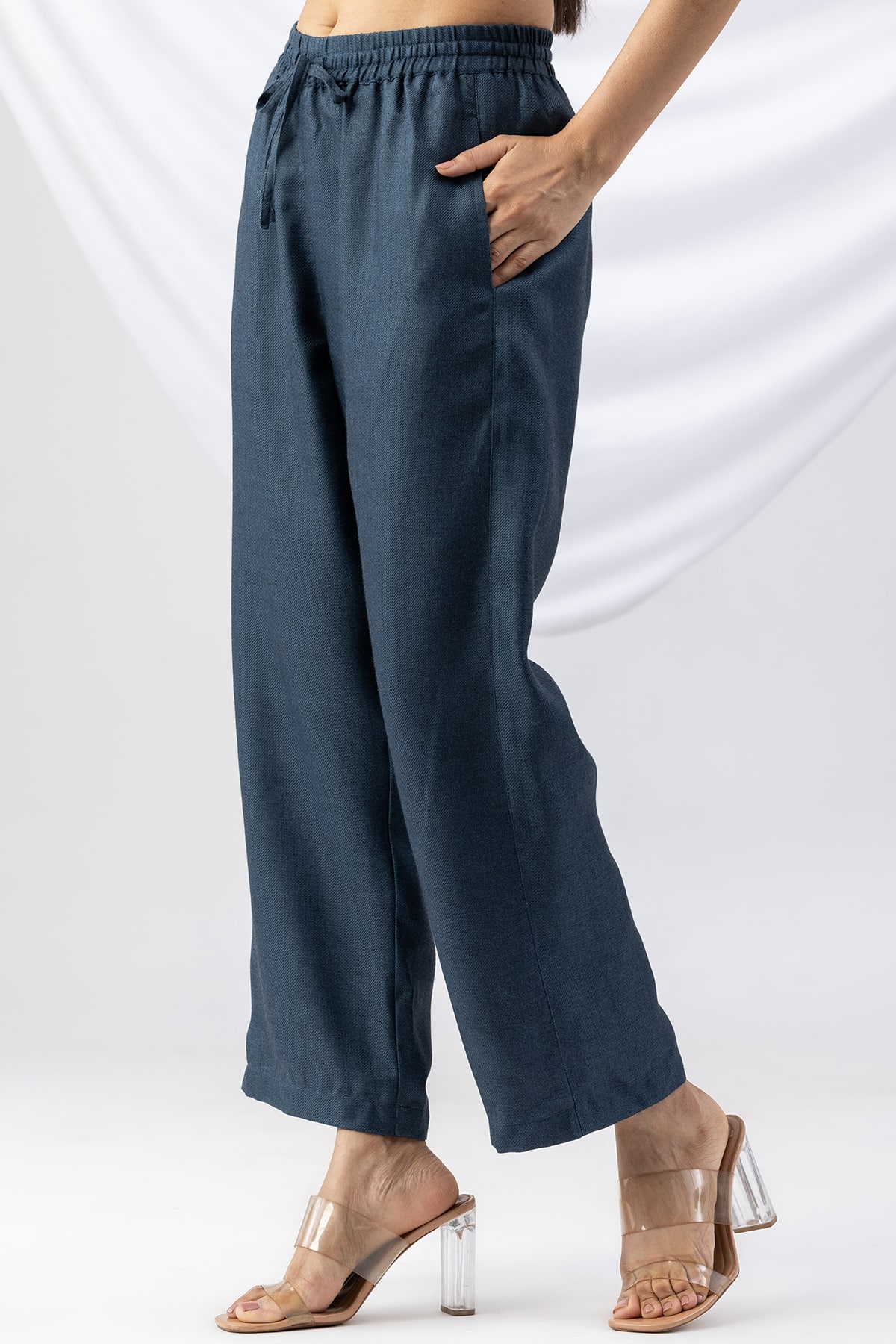 winter palazzo pants for women teal solid pashmina regular fit