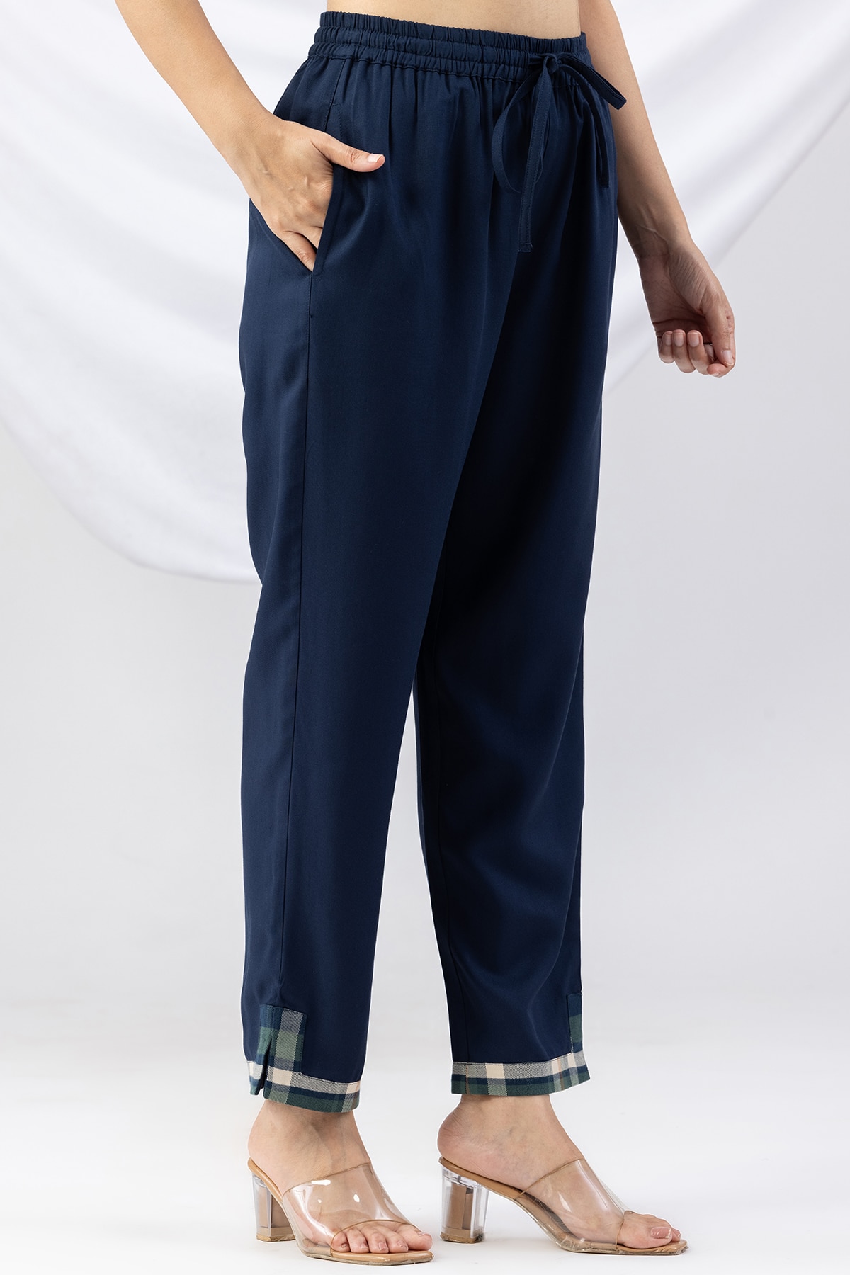 palazzo for kurti navy solid tencel twill regular fit
