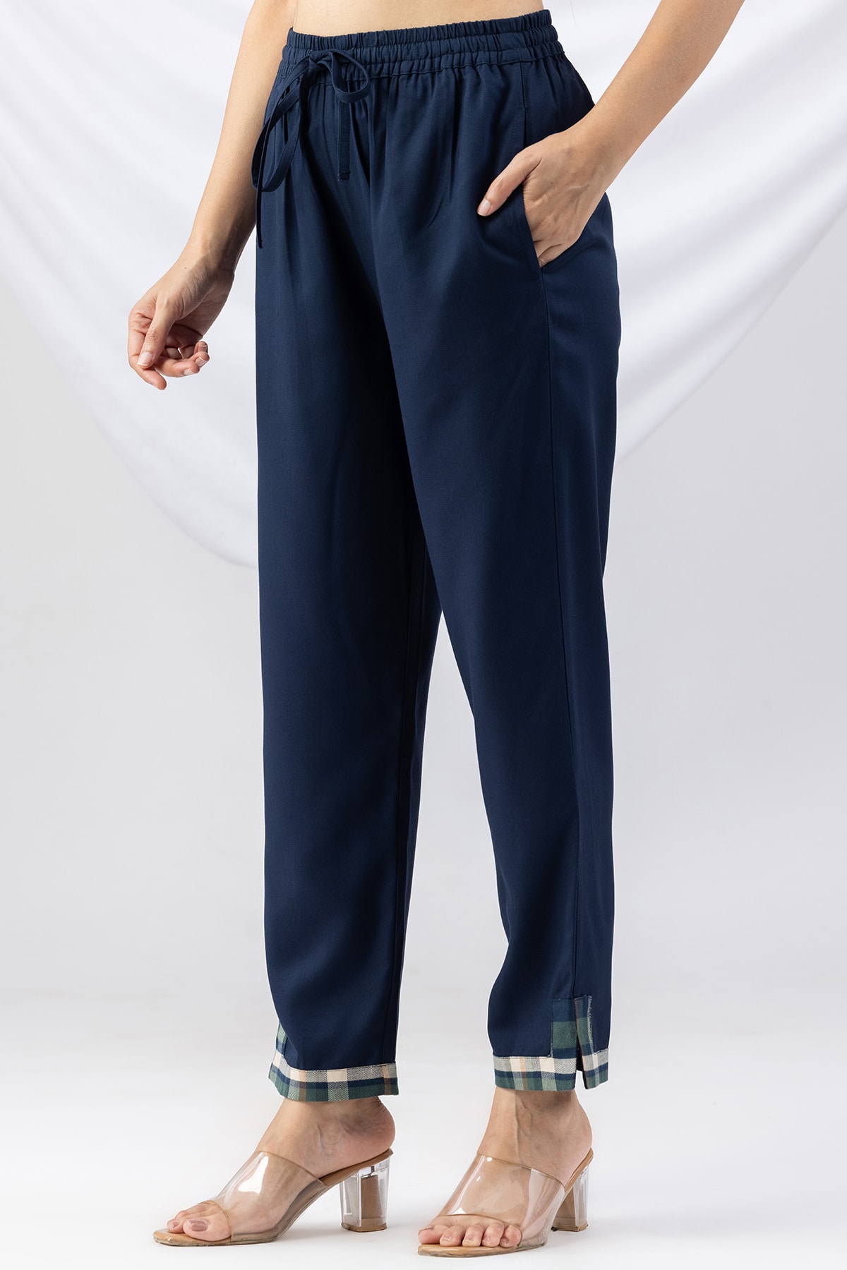 palazzo for kurti navy solid tencel twill regular fit