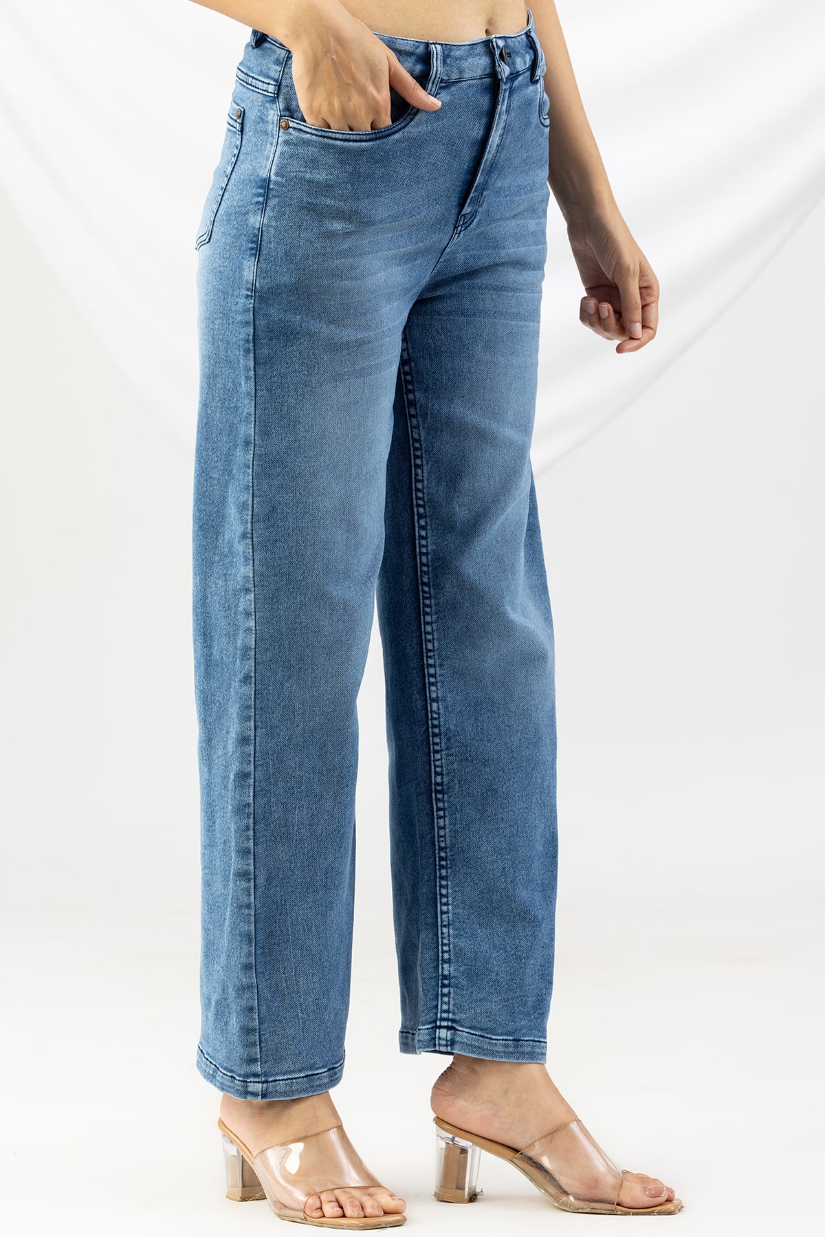 blue jeans ladies solid denim regular fit for women