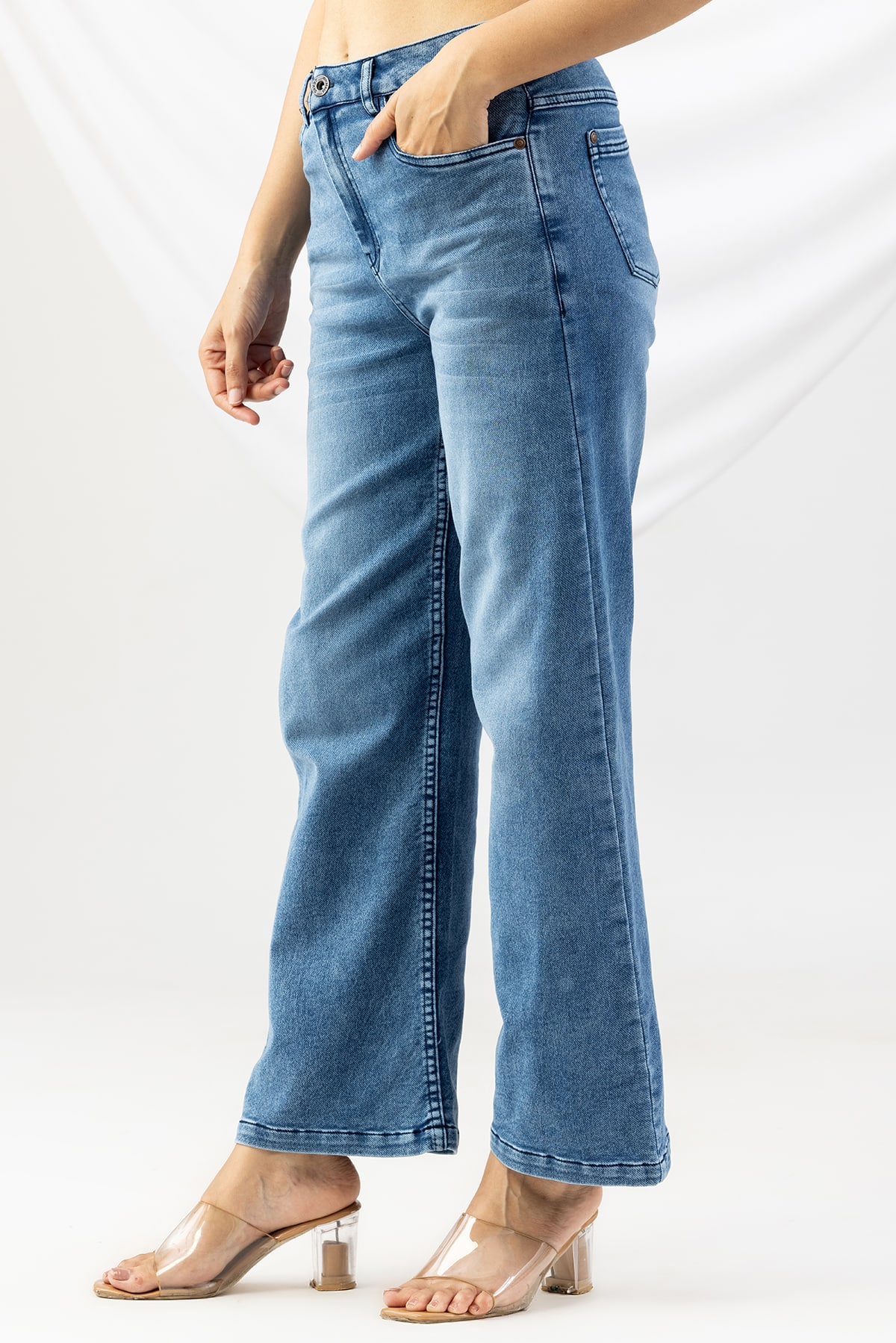 blue jeans ladies solid denim regular fit for women