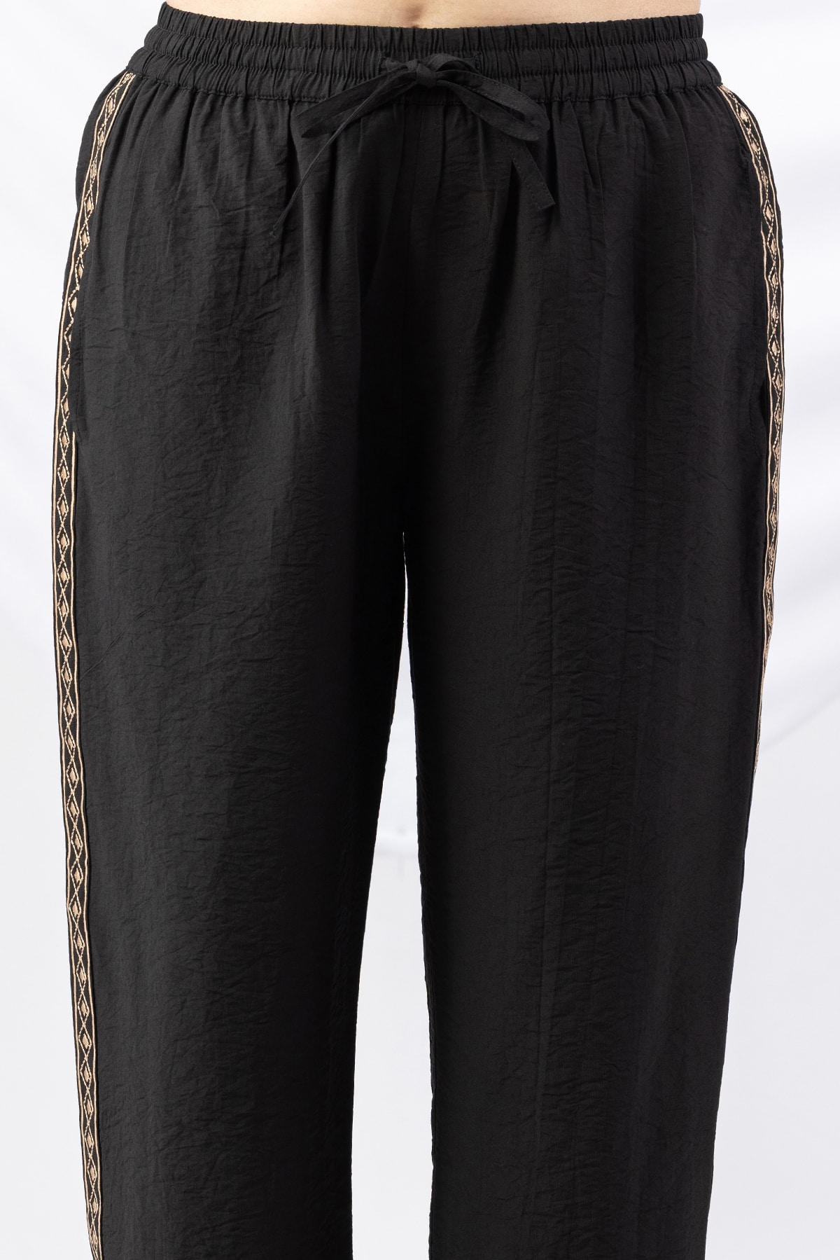 Embroidered Co Ord Black Palazzo Pants For Women