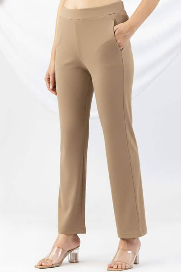 slim fit pant for women clay solid tencel roma spandex
