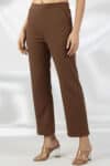 brown pant for women solid slim fit tencel roma spandex