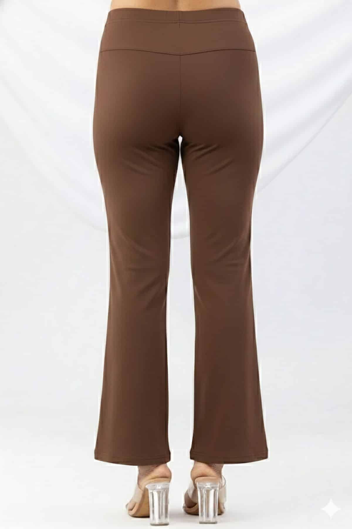 brown pant for women solid slim fit tencel roma spandex