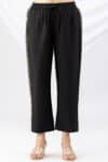 black palazzo pants for women embroidered viscose crush regular fit