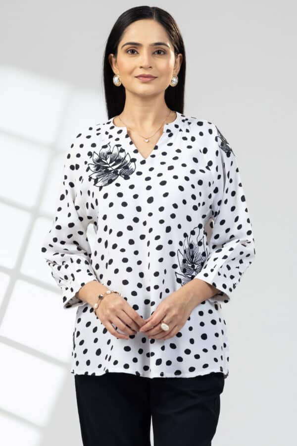 Embroidered White Top For Woman