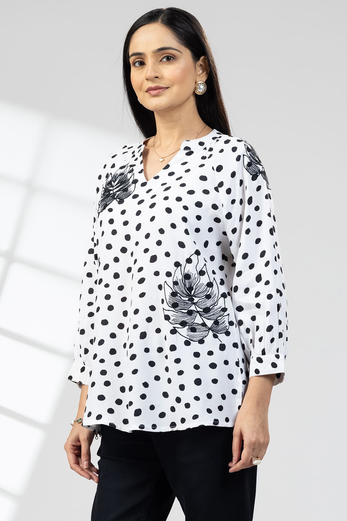 Embroidered White Top For Woman