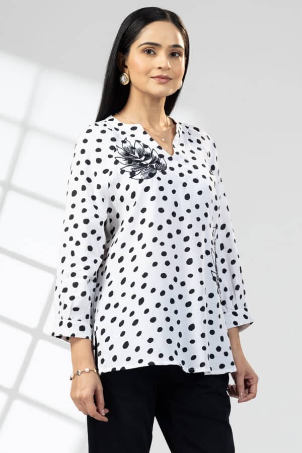 Embroidered White Top For Woman