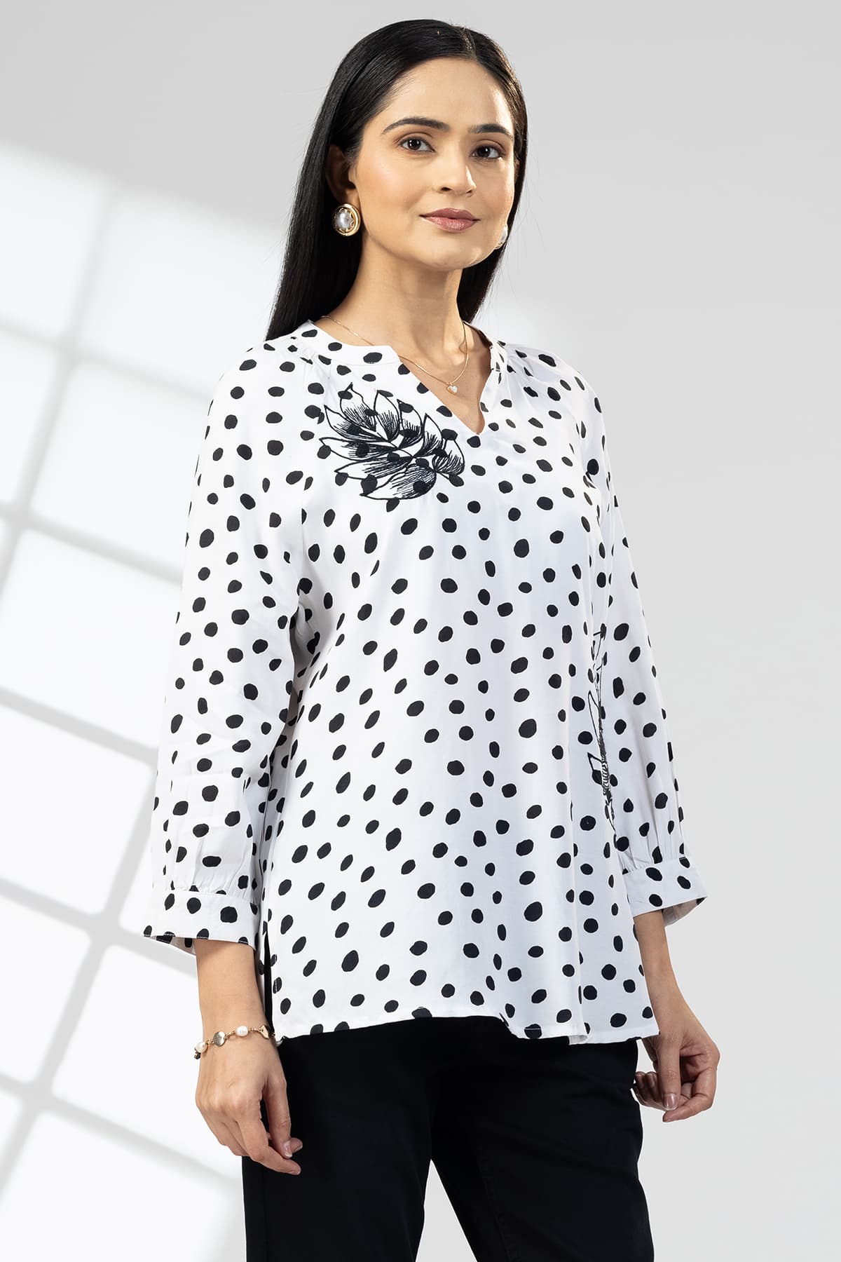 Embroidered White Top For Woman