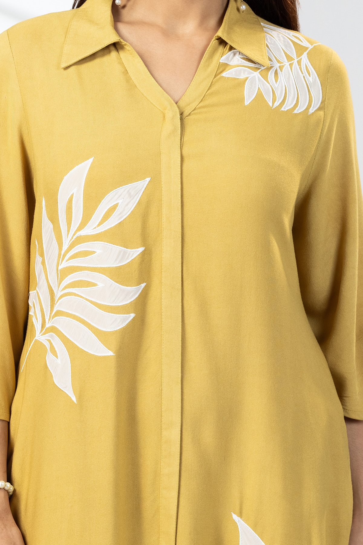 Embroidered Mustard Yellow Dress For Ladies