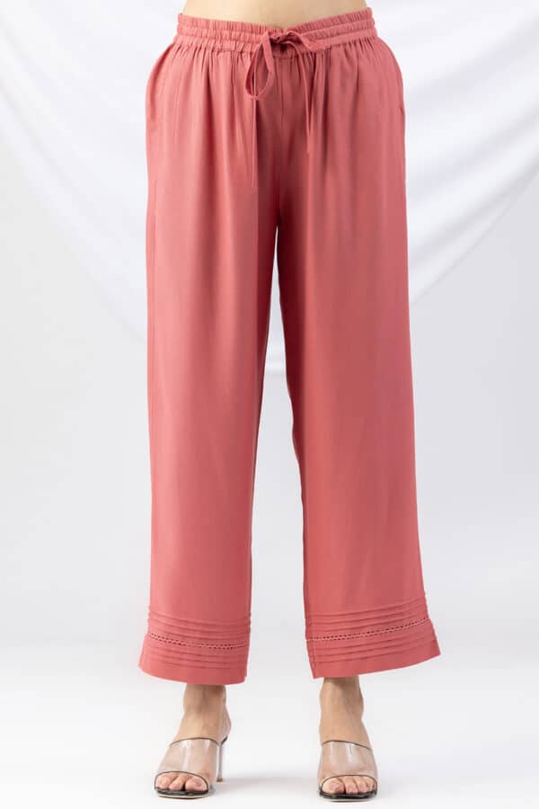 Solid Pink Palazzo For Woman
