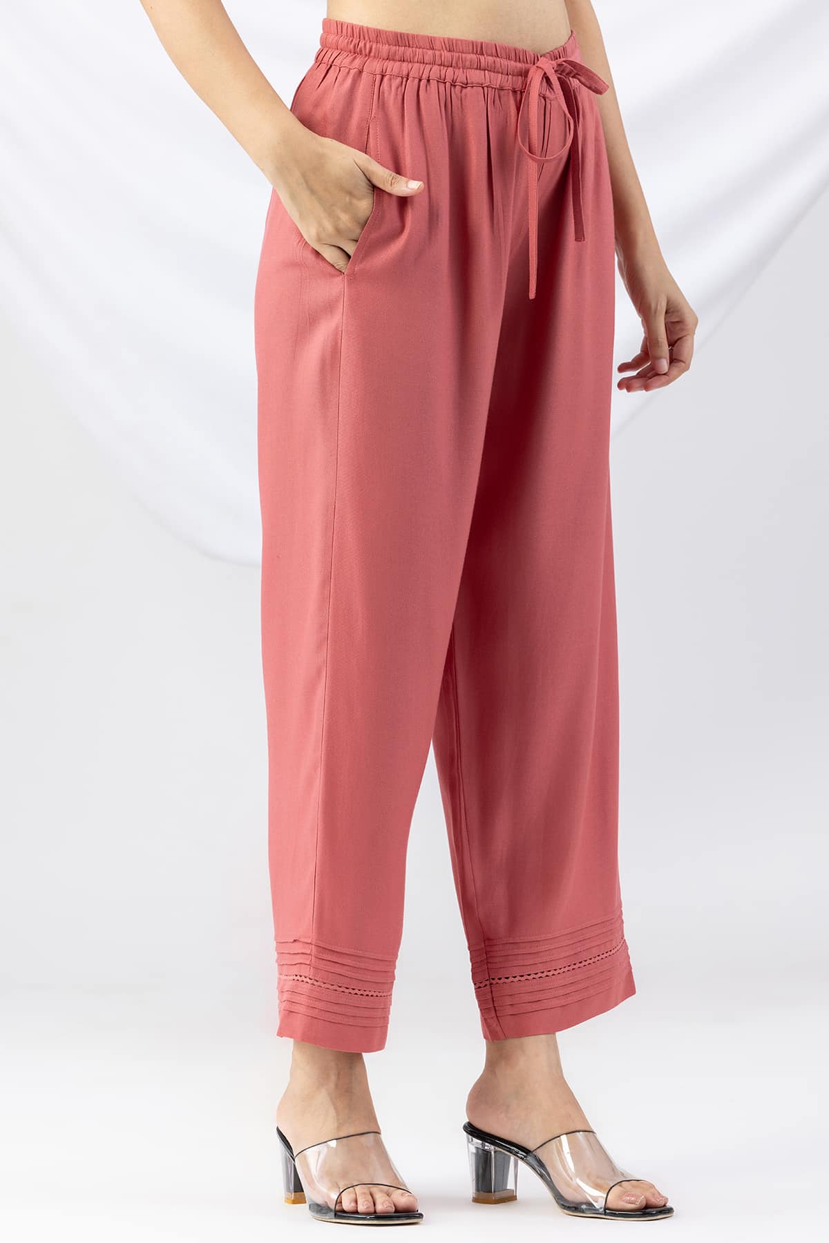 Solid Pink Palazzo For Woman