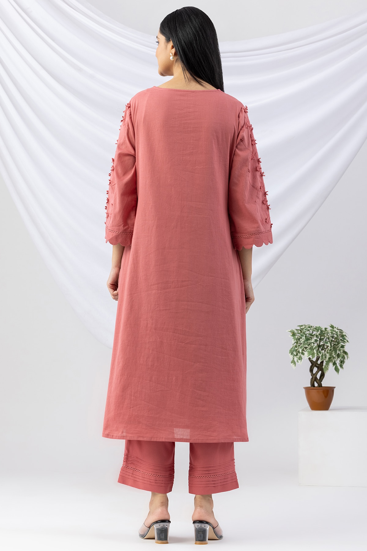 Pink Cotton Kurti For Women