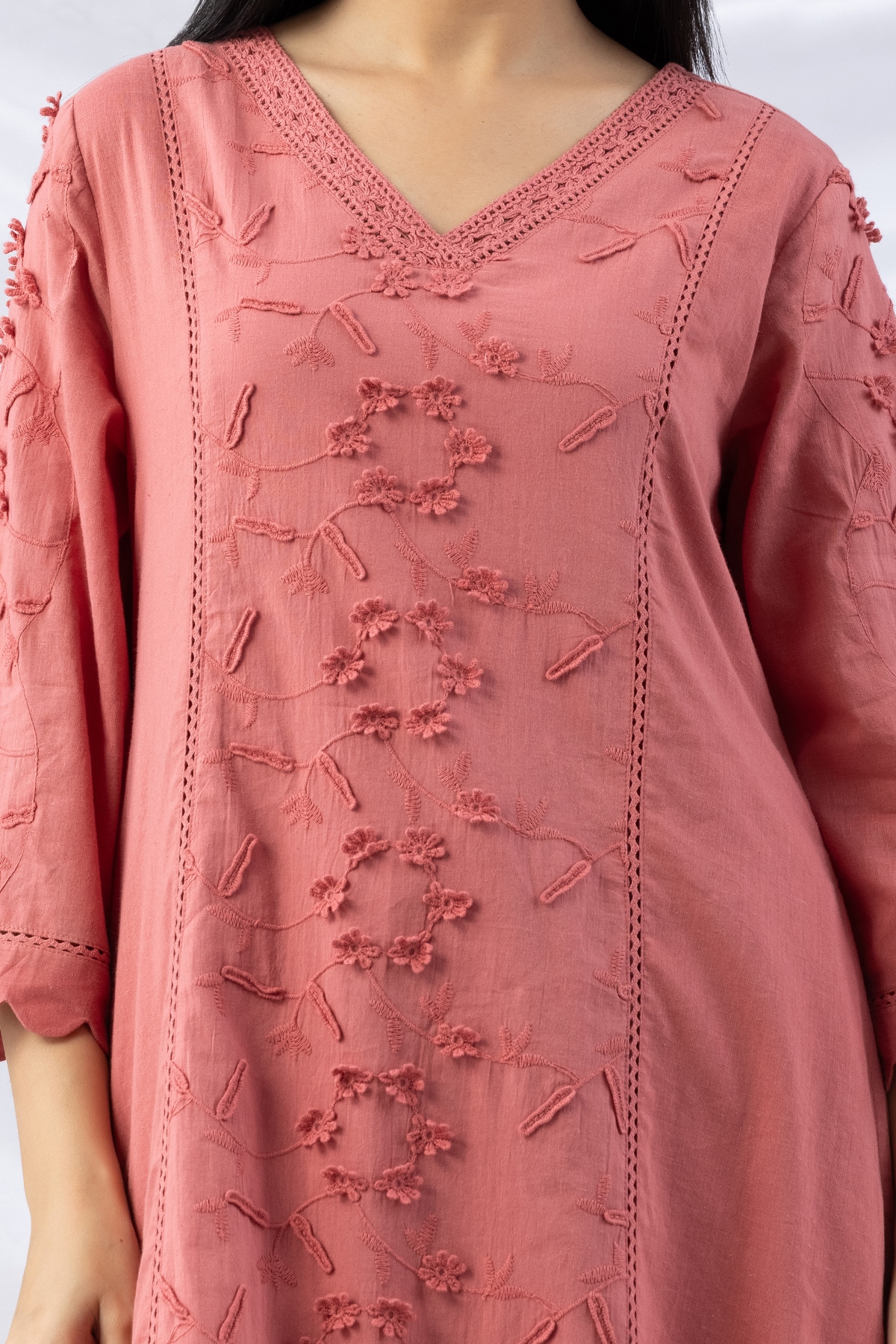 Pink Cotton Kurti For Women