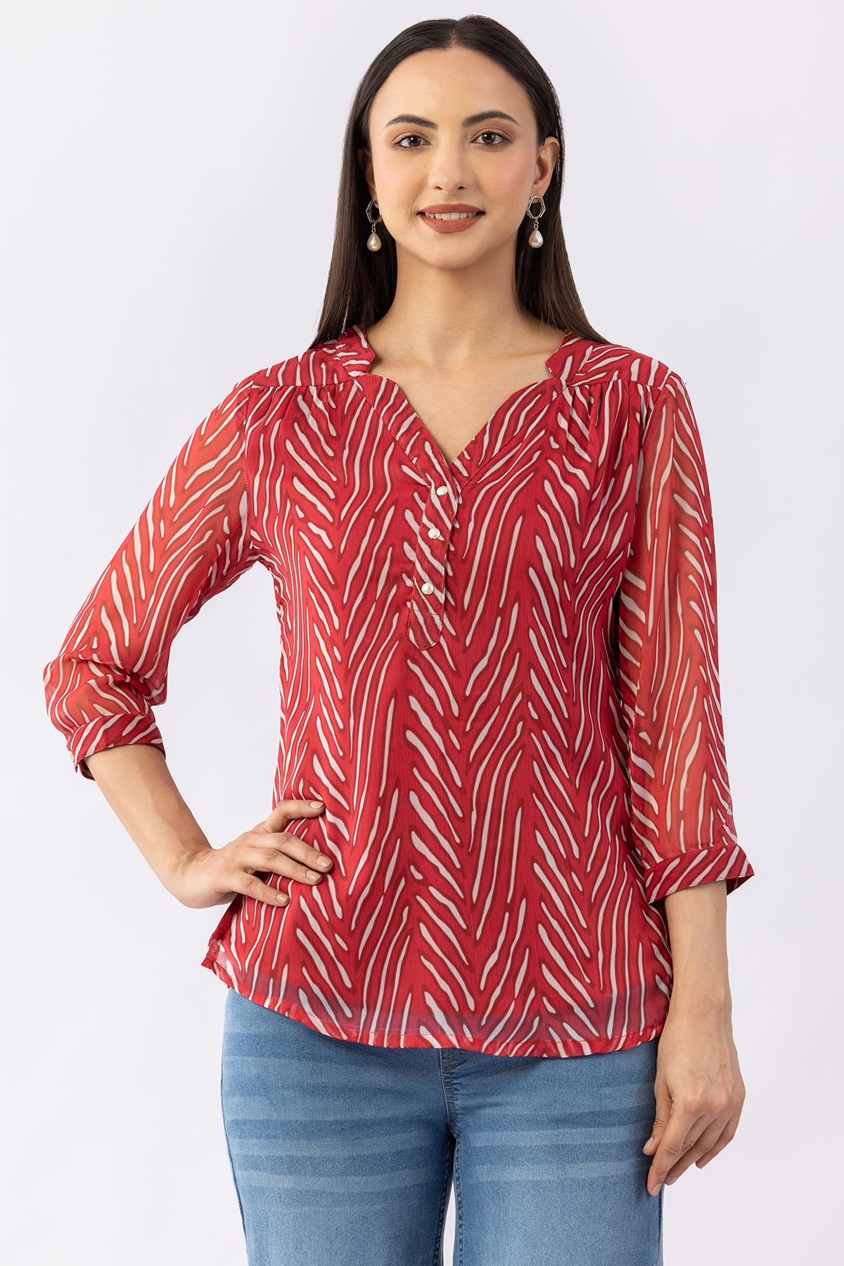 Printed Red Top Women