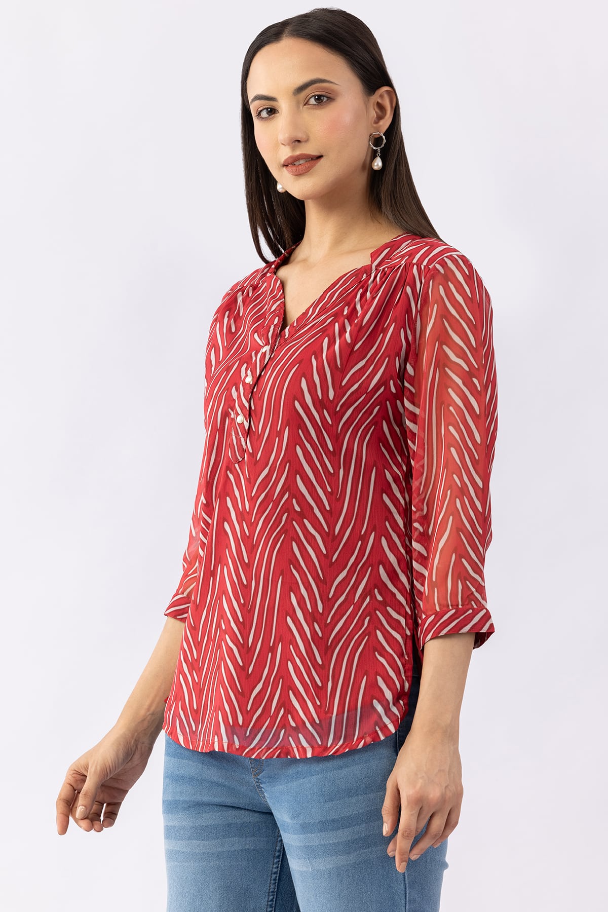 Printed Red Top Women