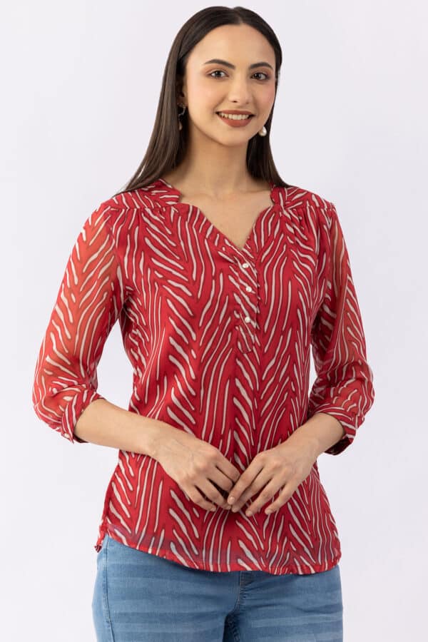 Printed Red Top Women