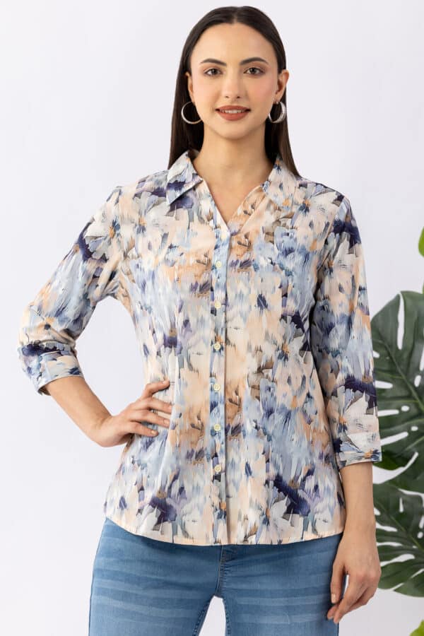 Printed Blue Shirt For Women
